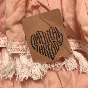 American Threads NWT Peach fringe romper